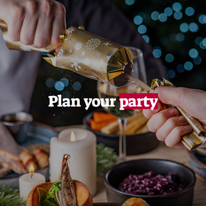 Make a group booking. Christmas at Harry Cook Free House in outlet-town]